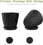6 Inch Plant Pots, 6 Pack Indoor Flower Pots, Planters with Drainage Holes and Trays for Orchids, Violets, Succulents, Herbs, and Other Plants, Black
