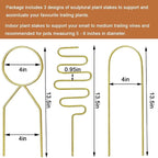Small Metal Trellis for Potted Plants, 3 Pcs Gold Trellis for Climbing Plants Indoor, Plant Support Stake Mini House Plant Trellis for Hoya, Flower, Pothos, Monstera