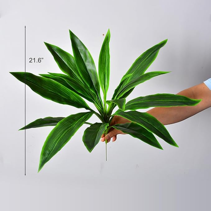 2 Pcs Artificial Cordyline Fruticosa Logs Tropcial Plant 21.6in Fake Dracaena Tree for Indoor Outdoor Office Home Living Room Patio Greenery Porch Decor (Green)