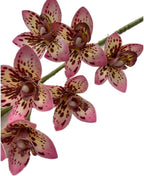 4pcs Artificial Cymbidium Orchid Flowers Real Touch Fake Pink Orchids, 10 Heads Lifelike Flower for Wedding Centerpieces Home Decor Living Room Bathroom Office Vase Arrangements (Pink)