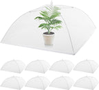 Tanlade 8 Pcs Mesh Plant Cover Protection Tent from Animals Reusable Dome Protect Tent Collapsible Plant Umbrella Netting Food Cover Net for Plants Food Vegetable(17 Inch,White)