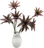 Fake Dracaena Plant, Artificial Greenery Branches 18.5" Realistic Shrubs Small Leaves Stems Faux Plants for Indoor Outdoor Garden Potted Wedding Party Office Planter Filler DIY Decoration Purple 2 Pcs