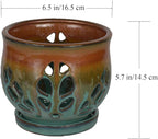 W&W Orchid Pot with Holes and Saucer for Repotting, Tan Mix, 6.5"