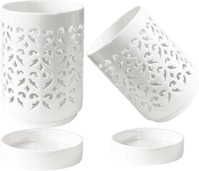 Orchid Pots with Holes 4 Inch, Ceramic Orchid Pot for Repotting with Saucers,More Ventilation Hole Easy Breathing, Plant Pot for Repotting Orchids and Other Flowers - Indoor/Outdoor
