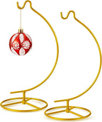 Baderke 2 Pack Ornament Display Stand, 10.43" Height Ornament Hanger, Air Plant Holder Terrariums Hanging Stand Crystal Ball Hanging Hook for Christmas Wedding Home Office Decoration (Gold)