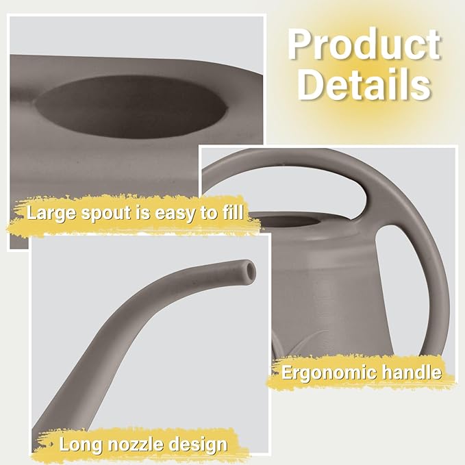 Rehab & Recovery Plastic Watering Can - for Indoor and Outdoor Plant - 1/2 Gallon - Coffee Color