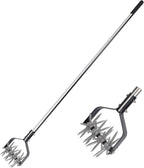 BARAYSTUS Rotary Cultivator Garden Tool, Adjustable Hand Tiller, Long Handle Cultivator for Aerating, Planting and Mixing Soil or Reseeding Grass