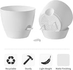 FaithLand 3-Pack Large Planter Pots, 12 10 9 Inch Self Watering Flower Pots for Indoor Outdoor Garden Plants, White