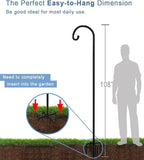 Artigarden 108 inch Outdoor Shepherd Hook with 7 Prong Base (1 Pack), Adjustable Heavy Duty Garden Hanging Stake for Bird Feeder Solar Light Plant Hanger Wedding Decor, Matte Black