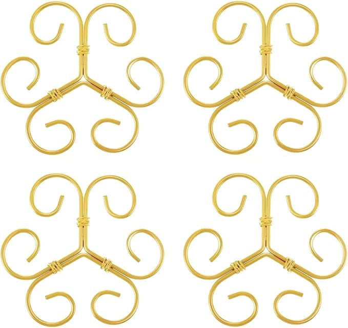 4Pcs Gold Plant Stem Support, Stable Support Stakes for Plants Stabilize, Outdoor & Indoor & Garden Plant Stakes for Healthy Growth (Flower Shaped Bracket B)