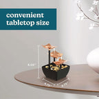 Homedics Golden Dew Relaxation Tabletop Water Fountain with 3 Tiers, Natural River Rocks, and a Quiet Pump for Soothing Zen Ambiance in Your Home or for Office Décor, Powered by 2 AA Batteries