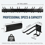 Aking Ace Garage Tool Organizer Wall Mount, 96-Inch Heavy Duty Garden Tool Rack for Shed, Holds 350lbs, Adjustable Storage Hanger for Shovel, Rake, and Power Tools