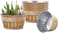 vensovo 8 Inches Brown Metal Rustic Plant Pots - 6Pcs Shallow Galvanized Planters with Drain Hole and Rubber Plug, Rustproof Tin Bucket Succulent Pot Indoor Farmhouse Vintage Style for Decor