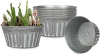 vensovo 8 Inches Silver Metal Rustic Plant Pots - 6Pcs Shallow Galvanized Planters with Drain Hole and Rubber Plug, Rustproof Tin Bucket Succulent Pot Indoor Farmhouse Vintage Style for Decor