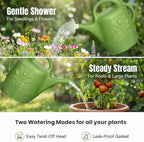 PMU 2 Gallon Watering Can - Garden Watering Can for Indoor & Outdoor Plants - Plastic Water Can with Detachable Sprinkler Head - Large Water Pot, Made in USA - Sage Green Pkg/12