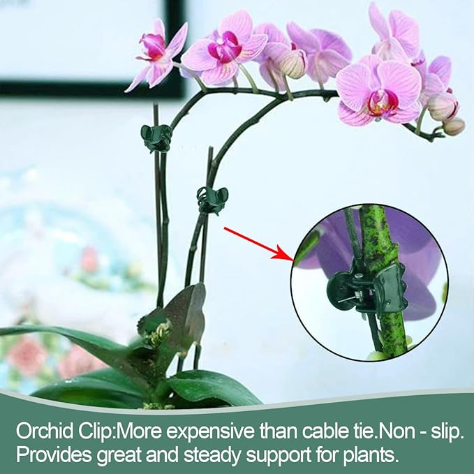 22Pcs Plant Stakes with 22 Pcs Clips, 15.8 inches Bendable Green Plant Sticks for Indoor and Outdoor Plants,Potted Plants,Single Stem Flower Support for Orchid Peony Rose (22, Green)