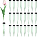 MECCANIXITY 25 Pcs Floral Water Tubes, 4 Inch Transparent Flower Water Tubes Floral Vials with Rubber Caps for Fresh Flowers Arrangement Decor Milkweed Cutting Florist Supplies, Black/Green