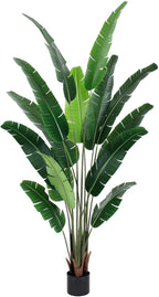 Artificial Bird of Paradise Plant 7 FT Fake Banana Leaf Plant Faux Tree Decor Large Fake Plants Realistic Indoor Outdoor Tall Floor Plant for Living Room, Office Decor