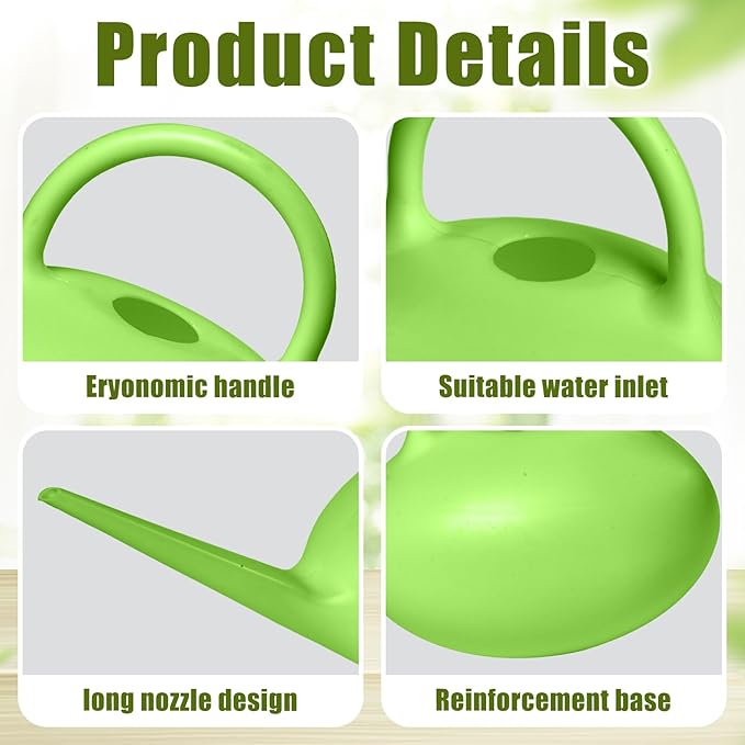 ZXJ Small Plastic Watering Can - 1/4 Gallon - for Home Plant Garden - Green