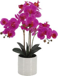 Artificial Orchid Flowers Fake Phalaenopsis Plant in Pot, 23" Tall Faux Orchids for Home Decor Indoor, Lifelike Silk Flowers for Centerpieces Office Arrangement-Dark Pink