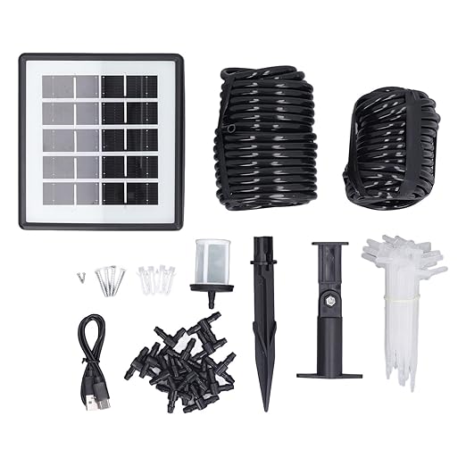 Solar Auto Drip Irrigation Solar Irrigation System, Automatic Drip Kit System Kit with 15 Drippers Powered Automatic Watering Device for Gardens