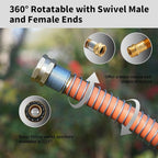 WiseFlow Garden Hose 150FT x 5/8", Heavy Duty Rubber Hose, Water Hose with Five Layered Braiding, Male Female Fittings, 1000PSI Burst, 300PSI Working (Orange)