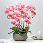 Decor Artificial Flowers with Vase Artificial Orchid with Vase Fake Flower Phalaenopsis Faux Plants for Home Decor Living Room Decoration 60cm Faux Flowers Arrangements Ornaments,Pink
