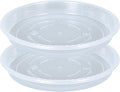 OVZILKI Plant Saucer 2 Pack of 14 inch, Clear Plastic Flower Plant Pot Saucer, Heavy Duty Plant Drip Trays Saucers for Indoor, Plant Water Tray for Planters