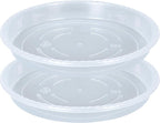 OVZILKI Plant Saucer 2 Pack of 10 inch, Clear Plastic Flower Plant Pot Saucer, Heavy Duty Plant Drip Trays Saucers for Indoor, Plant Water Tray for Planters