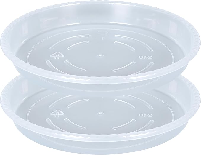 OVZILKI Plant Saucer 2 Pack of 10 inch, Clear Plastic Flower Plant Pot Saucer, Heavy Duty Plant Drip Trays Saucers for Indoor, Plant Water Tray for Planters