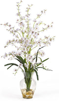 Nearly Natural 1073-WH Dancing Lady Liquid Illusion Silk Flower Arrangement, White 29 in x 10.25 in x 10.25 in