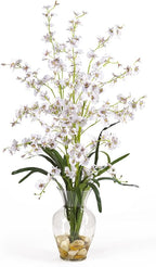 Nearly Natural 1073-WH Dancing Lady Liquid Illusion Silk Flower Arrangement, White 29 in x 10.25 in x 10.25 in