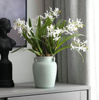 3pcs Artificial Cymbidium Orchid Flowers That Look Real, Faux White Orchid Stems for Vases, Silk Flowers Arrangement for Home Office Farmhouse Indoor Tables Centerpieces Decoration (White)