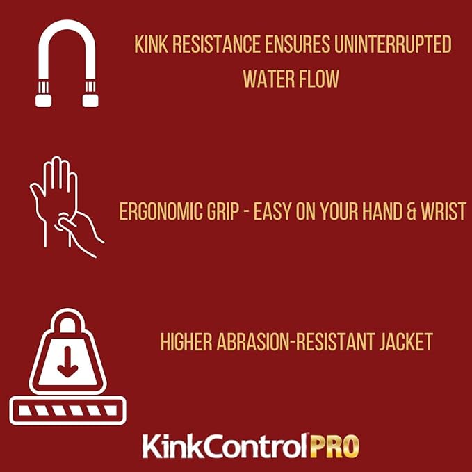 Kink Control Pro Garden Hose, Water Hosewith Superior UV Resistance, Ergonomic Grip, High Burst Strength, Triple Frame Technology for Kink Resistance, 25 Ft
