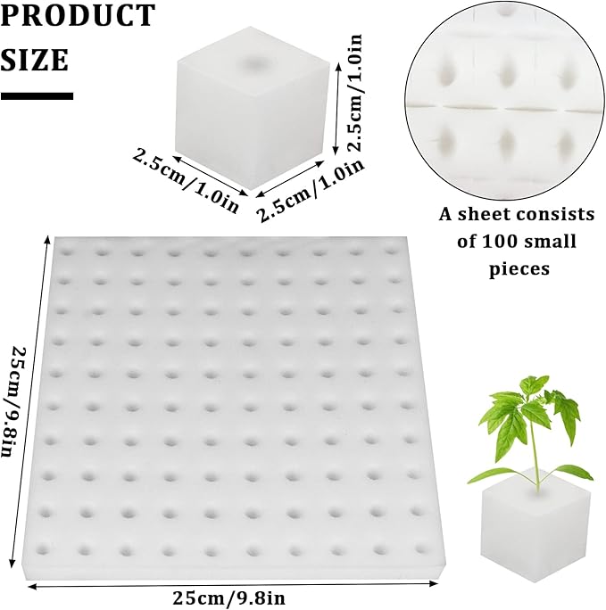 200 Pack Hydroponic Sponge Planting Tool Square Seedling Sponges Greenhouse Hydroponic Sponge Hydroponic Vegetable Planting Sponge for Small Bud Growth