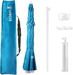 AMMSUN Shade Umbrella, Premium Portable Umbrella with Stand, 6.5ft Lightweight Free Standing Canopy for Sporting Games, Adjustable Instant Sun Protection and Easy to Carry, Light Blue