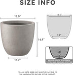 Kante 18 Inch Diameter Round Concrete Planter, Indoor Outdoor Large Plant Pot with Drainage Hole and Rubber Plug for Home Patio Garden, Buff Concrete