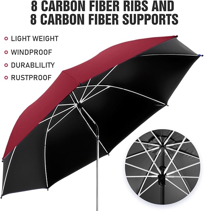 2 PACK Beach Umbrella with Clamp, 360 ° Adjustable Umbrellas for Chair, UPF50+ Umbrella for Beach Chair, Patio Chair, Wheelchair, Camping Chair, Golf Carts (Chair Not Included)