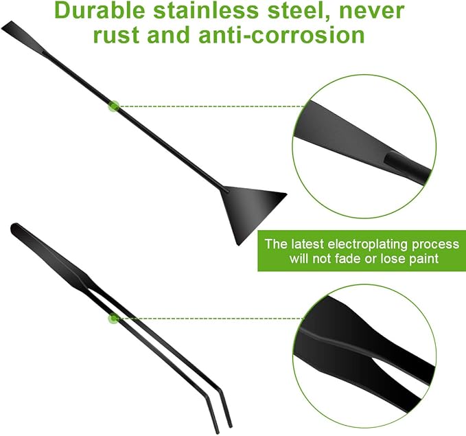 Catcan Quarium Aquascape Tools Kits, 4 in 1 Anti-Rust Aquatic Plant Aquascaping Tool Stainless Steel Black Tweezers Scissors Spatula for Aquarium Tank Clean Fish Tank Aquascape Tools Sets (black)