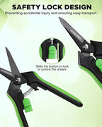 WORKPRO 6-Inch Pruning Shears 2-Pack, Sharp Gardening Scissors for Precise Cuts, High-Carbon Steel Plant shears with Safety Lock, Garden Clippers for Cutting Flowers, Trimming Plants, Picking Fruits