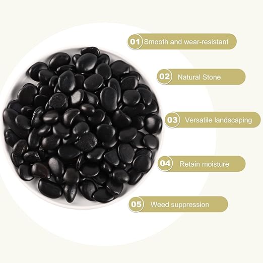 3/4-1 5/8 Inch Black River Pebbles for Vases Pebbles for Indoor Plants Gravel Rocks for Crafts River Rocks 20LB Pebbles Decorative Stones for Plants Outdoor