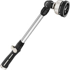 FANHAO 16-Inch Metal Watering Wand, Heavy Duty Garden Hose Wand with 9 Spray Patterns, 180° Rotating Long Hose Nozzle Sprayer Thumb Flow Control, Ideal to Water Hanging Baskets and Shrubs - Black