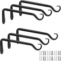 Worth Garden 6-Pack 7" Plant Hanger Bracket - Forged Wrought Iron Powder-Coated Heavy Duty Wall Hook - Black Hanging Hooks - Durable and Stable for Bird Feeders, Planters Indoor & Outdoor
