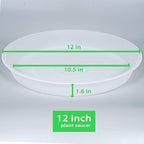 2 Pack of 12 inch Plant Saucer, 1.7" Depth Tray, Large Deep Garden Plastic Flower Planter Plant Trays for Indoors Outdoor Bath Bath (12", Clear)