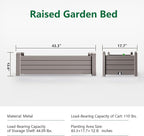 Durable Resin Raised Garden Bed with Drainage Holes & Reinforced Corners - Lightweight Flower Boxes Outdoor for Vegetables, Herbs, and Patio Garden Enclosure System (Grey, 43.31 * 17.72 * 12.6)
