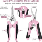 3 Pack Garden Pruning Shears, Stainless Steel Shears, Gardening Shears Scissors Pruning Shears for Gardening Tools (3PCS Pink and Black)