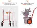 Garden Pot Mover with Adjustable Grip Arm - Potted Plant Mover with Flat-Free Dolly Wheel - Complete with Assembly Tool, Max 440 Lbs Weight Capacity