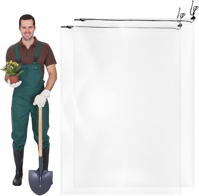 2 Pcs Large Winter Plant Cover Freeze Protection with Drawstring-47.2"’x70.8" Clear Plastic Plant Cover Bags Winter Plant Frost Bags ,Plant Shelter Coverings for Outdoor Garden Shrubs Fruit Trees