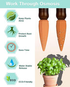 vensovo Terracotta Self Watering Spikes - 10 Pcs Potted Plant Watering Devices Vacation Self-Watering Stakes for Outdoor, Indoor Plants, Wine Bottle