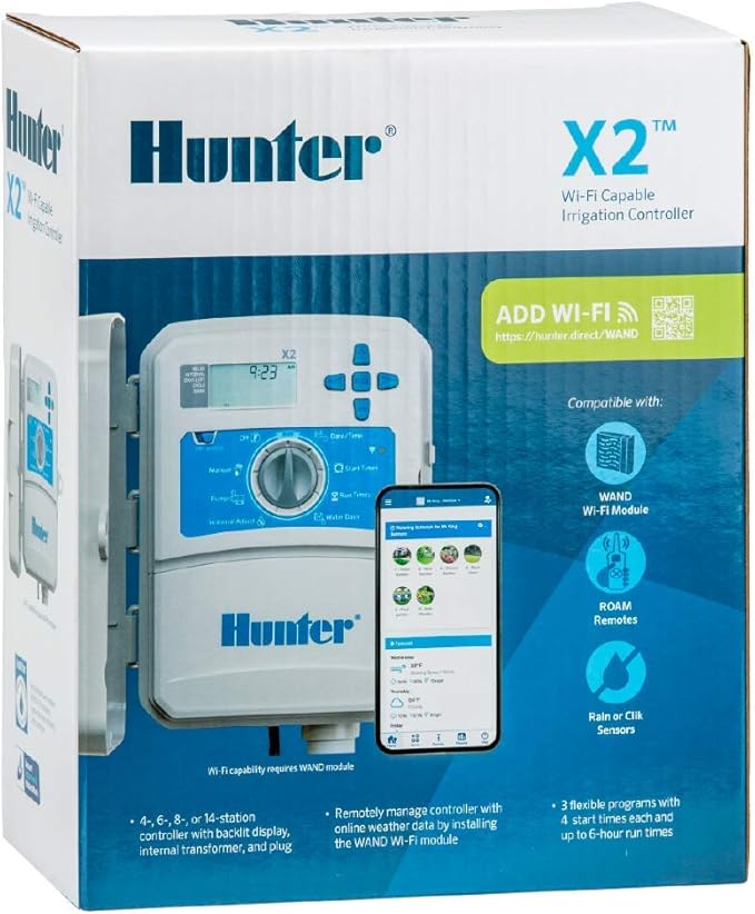 Hunter Industries Hydrawise X2 6-Station Outdoor Irrigation Controller, white